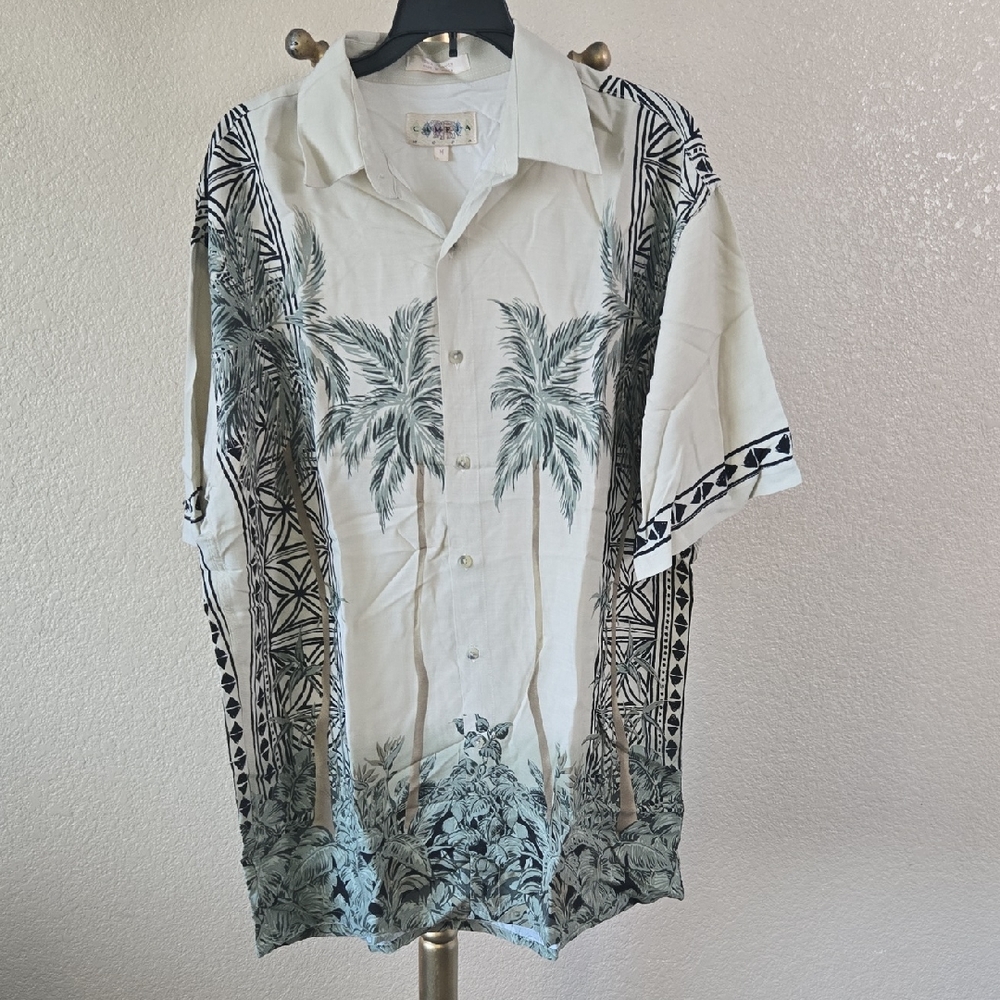 Men's Tropical Palm Print Button Down Shirt